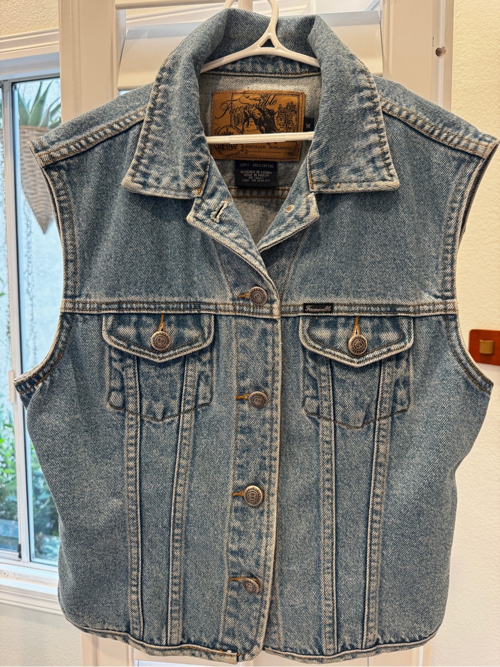 Faconnable  Blue Denim Jean Vest Button-Front